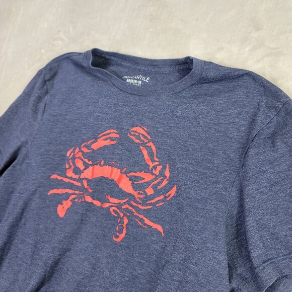 J. Crew Mercantile Navy & Red Broken-In Men's Crab Tee | Size S - Picture 2 of 6